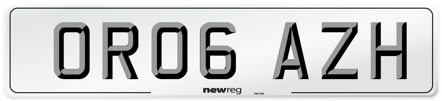 OR06 AZH Number Plate from New Reg